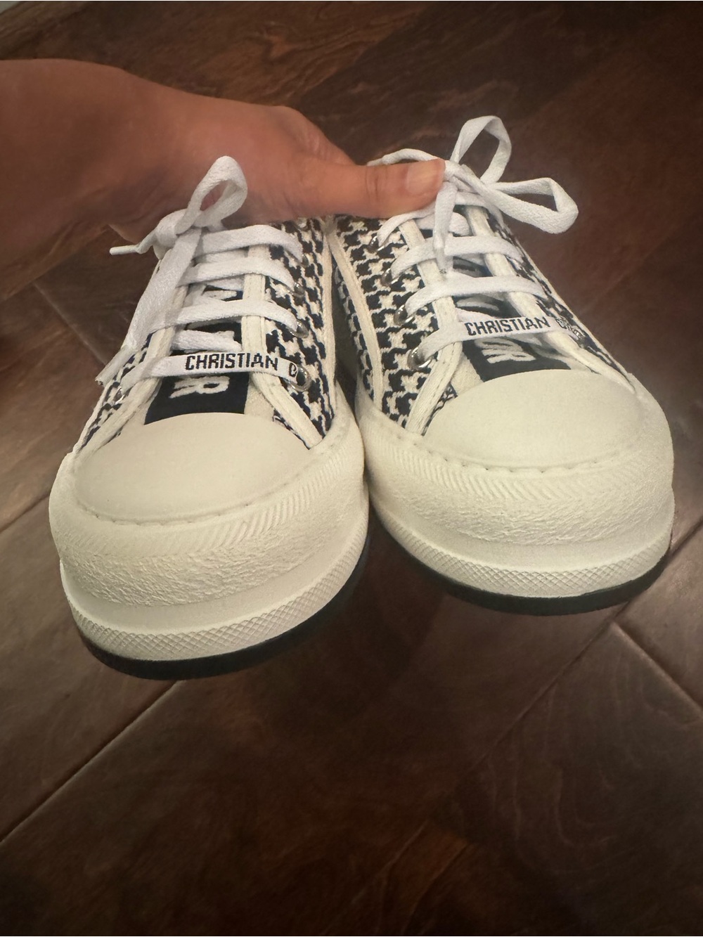 Dior Black & White Houndstooth Low-Top Canvas Sneaker- 36.5 - Picture 8 of 9